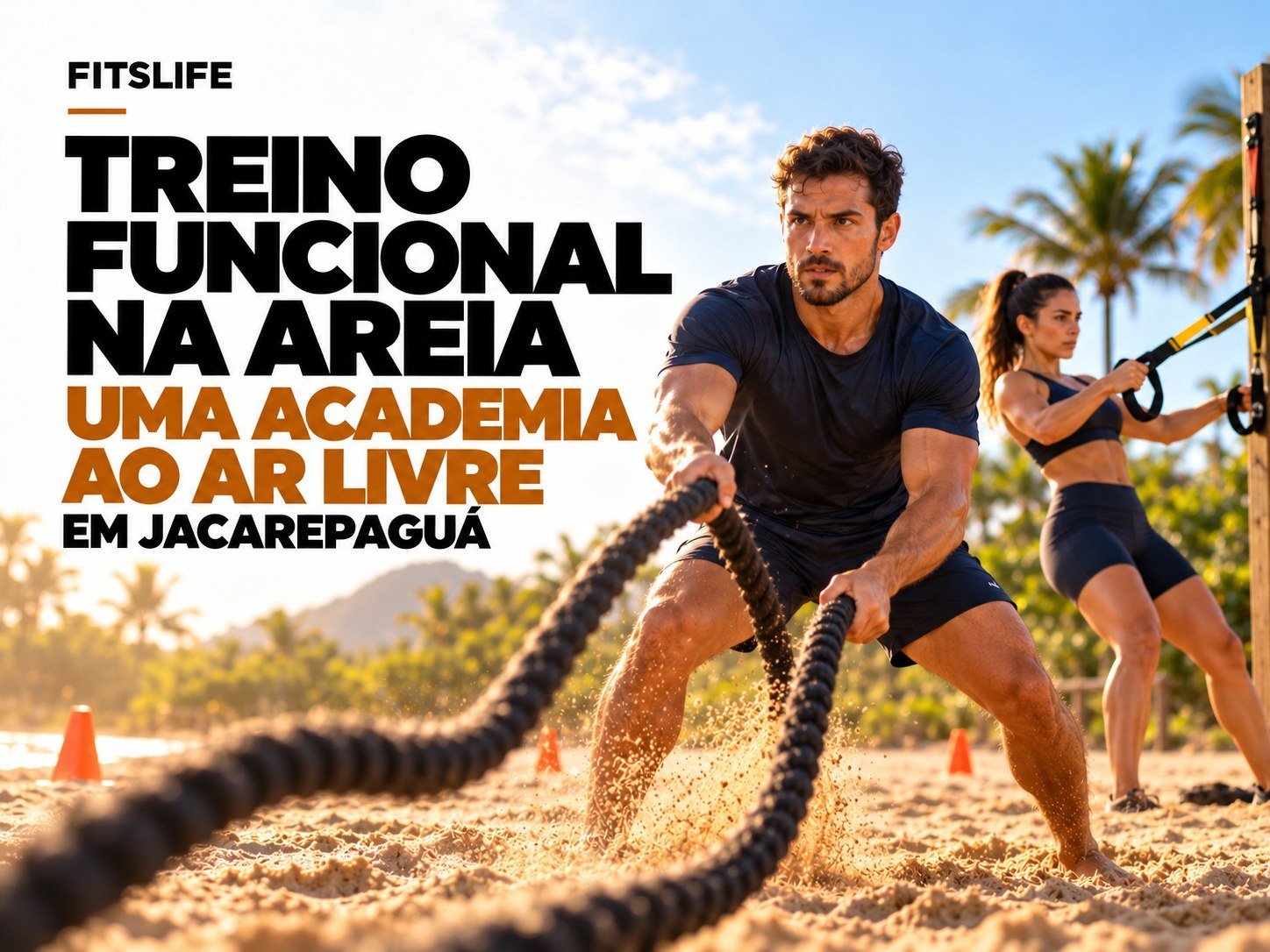 Treino funcional na areia como academia ao ar livre em Jacarepaguá