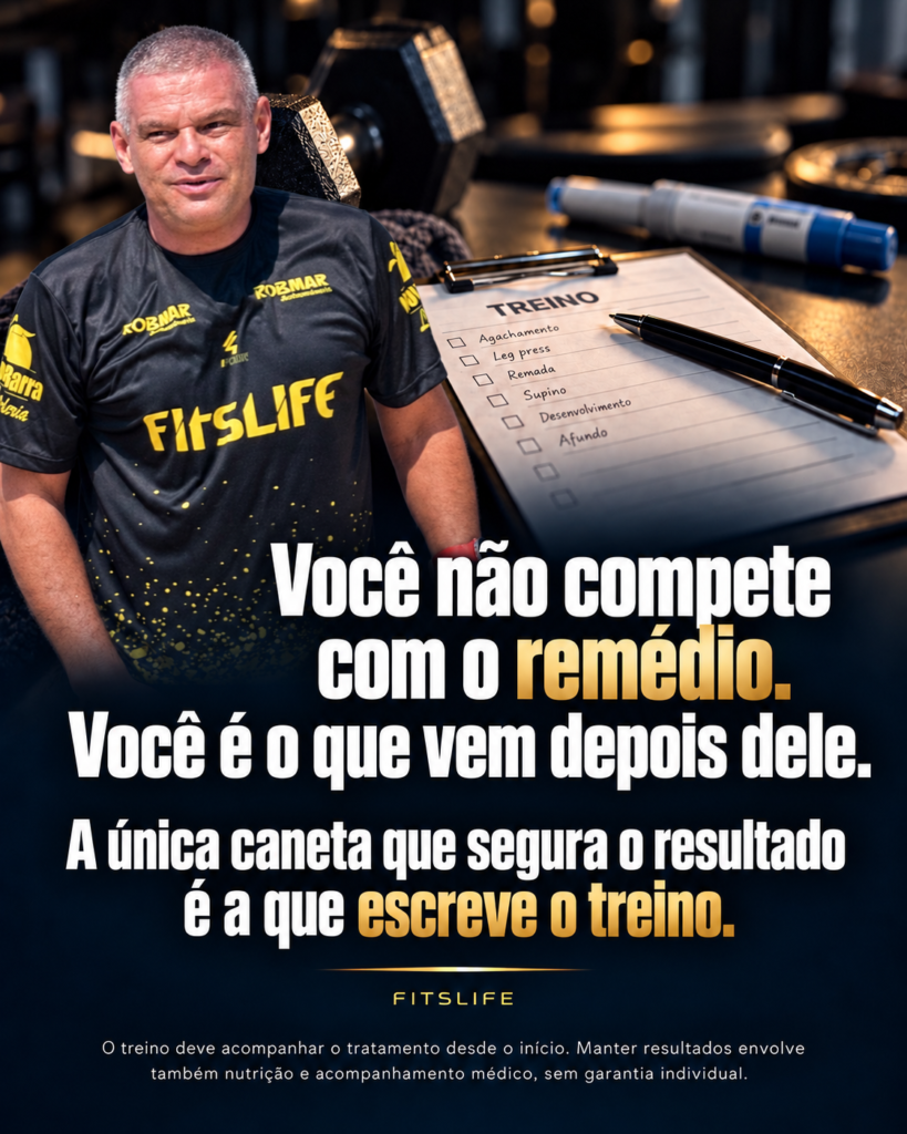 Caneta para emagrecer e treino de força com acompanhamento FITSLIFE