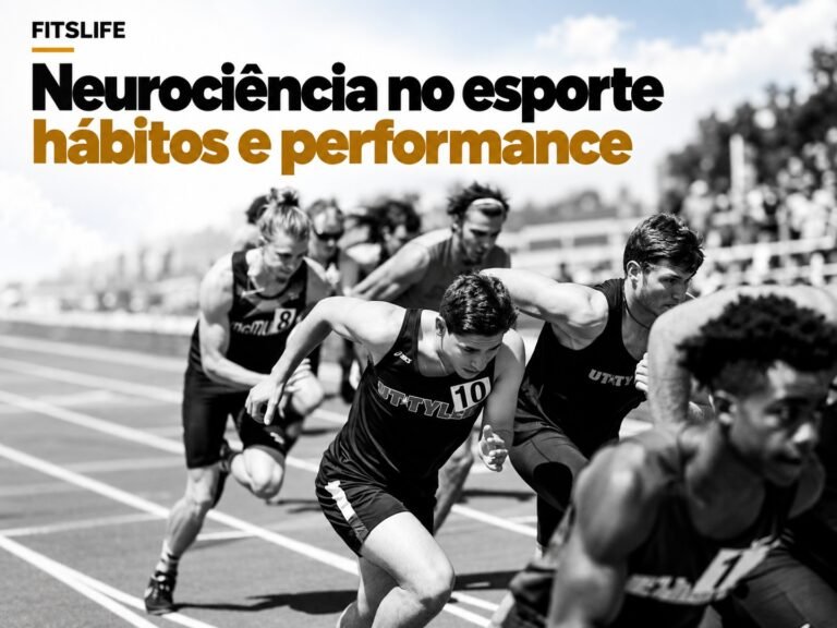 Atletas em corrida na pista, em capa sobre neurociência no esporte, hábitos e performance.